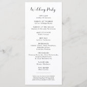 Elegante Schwarz-Weiß-Hochzeit Programm (Rückseite)