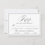 Elegante Schwarz-Weiß-Hochzeit RSVP Karte (Vorderseite)