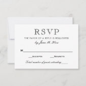 Elegante Schwarz-Weiß-Hochzeit RSVP Karte (Vorderseite)
