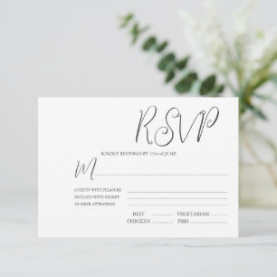 Elegante Schwarz-Weiß-Hochzeit RSVP Karte