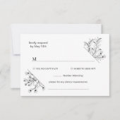 Elegante Schwarz-Weiß-Hochzeit RSVP Karte (Vorderseite)