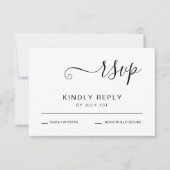 Elegante Schwarz-Weiß-Hochzeit RSVP Karte (Vorderseite)