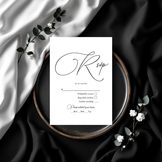Elegante Schwarz-Weiß-Hochzeit RSVP Karte