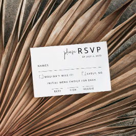 Elegante Schwarz-Weiß-Hochzeit-RSVP-Karte RSVP Karte