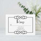 Elegante Schwarz-Weiß-Hochzeit-RSVP-Karte RSVP Karte (Stehend Vorderseite)