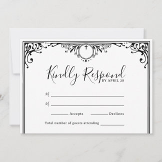 Elegante Schwarz-Weiß-Hochzeit-RSVP-Karten