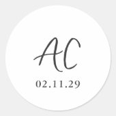 Elegante Schwarz-Weiß-Hochzeit Runder Aufkleber (Vorderseite)