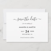 Elegante Schwarz-Weiß-Hochzeit Save The Date (Vorderseite)