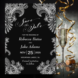 Elegante Schwarz-Weiß-Hochzeit Save The Date