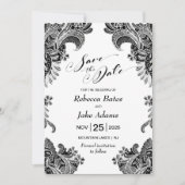 Elegante Schwarz-Weiß-Hochzeit Save The Date (Vorderseite)