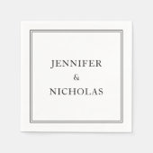 Elegante Schwarz-Weiß-Hochzeit Serviette (Vorderseite)