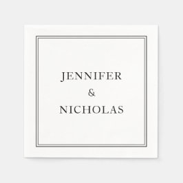 Elegante Schwarz-Weiß-Hochzeit Serviette