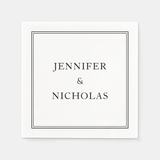 Elegante Schwarz-Weiß-Hochzeit Serviette (Vorderseite)