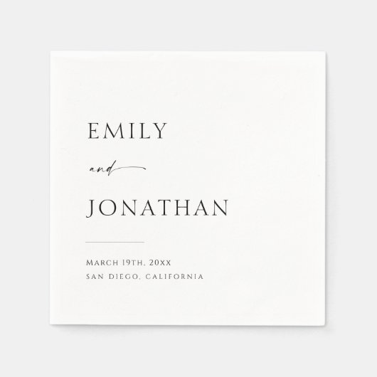 Elegante Schwarz-Weiß-Hochzeit Serviette (Vorderseite)