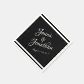 Elegante Schwarz-Weiß-Hochzeit Serviette (Ecke)