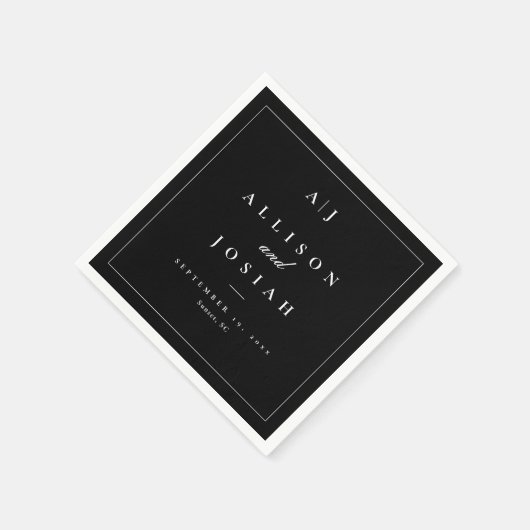 Elegante Schwarz-Weiß-Hochzeit Serviette (Ecke)