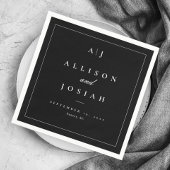 Elegante Schwarz-Weiß-Hochzeit Serviette