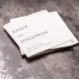 Elegante Schwarz-Weiß-Hochzeit Serviette