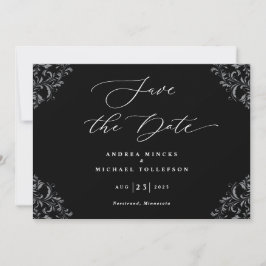 Elegante Schwarz-Weiß-Hochzeit speichert das Datum Save The Date
