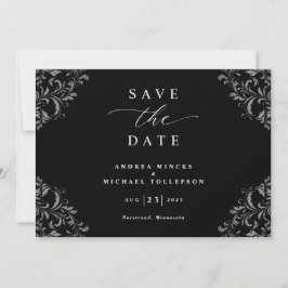 Elegante Schwarz-Weiß-Hochzeit speichert das Datum Save The Date