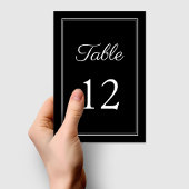 Elegante Schwarz-Weiß-Hochzeit Tischnummer