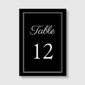 Elegante Schwarz-Weiß-Hochzeit Tischnummer