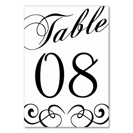 Elegante Schwarz-Weiß-Hochzeit-Tischnummer Tischnummer (Rückseite)