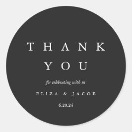 Elegante Schwarz-Weiß-Hochzeit Vielen Dank Runder Aufkleber