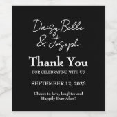 Elegante Schwarz-Weiß-Hochzeit Weinetikett (Einzelnes Label)