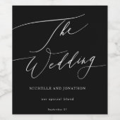 Elegante Schwarz-Weiß-Hochzeit Weinetikett (Einzelnes Label)