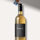 Elegante Schwarz-Weiß-Hochzeit Weinetikett