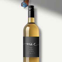 Elegante Schwarz-Weiß-Hochzeit Weinetikett