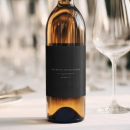 Elegante Schwarz-Weiß-Hochzeit Weinetikett