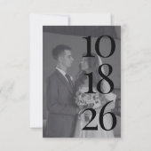 Elegante Schwarz-Weiß-Hochzeit Zwei-Foto-QR-Code  Save The Date (Rückseite)