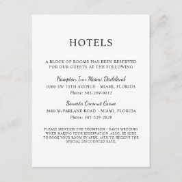 Elegante Schwarz-Weiß-Hochzeit-Zwei Hotels Begleitkarte