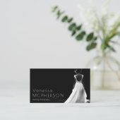 Elegante Schwarz-Weiß-Hochzeitfotografie Visitenkarte (Stehend Vorderseite)