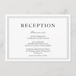 Elegante Schwarz-Weiß-Hochzeitsempfehlung Begleitkarte