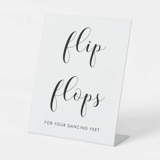 Elegante Schwarz-Weiß-Hochzeitsflips Sockelschild (Vorderseite)