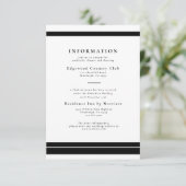 Elegante Schwarz-Weiß-Hochzeitskarte Einladung (Stehend Vorderseite)