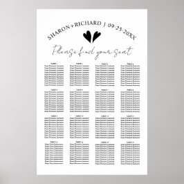 Elegante Schwarz-Weiß-Hochzeitskarte Poster