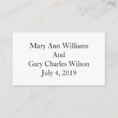 Elegante Schwarz-Weiß-Hochzeitskarten Begleitkarte (Rückseite)