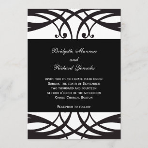 Elegante Schwarz-Weiß-Hochzeitskarten im Art-Déco- Einladung