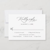 Elegante Schwarz-Weiß-Hochzeitsmahlzeiten RSVP Karte (Vorderseite)