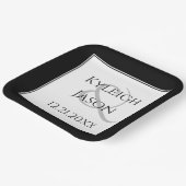 Elegante Schwarz-Weiß-Hochzeitspapier-Teller Pappteller (Gewinkelt)