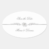 Elegante Schwarz-Weiß-Hochzeitsplatten Ovaler Aufkleber (Vorderseite)