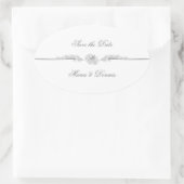 Elegante Schwarz-Weiß-Hochzeitsplatten Ovaler Aufkleber (Tasche)