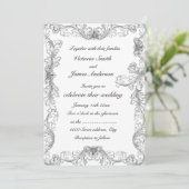 Elegante Schwarz-Weiß-Hochzeitsvorführungen Einladung (Stehend Vorderseite)