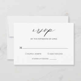 Elegante Schwarz-Weiß-Kalligrafie Einfache Hochzei RSVP Karte
