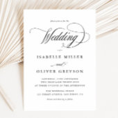 Elegante Schwarz-Weiß-Kalligrafie-Hochzeit Einladung