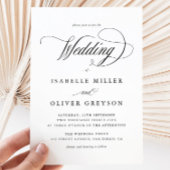 Elegante Schwarz-Weiß-Kalligrafie-Hochzeit Einladung